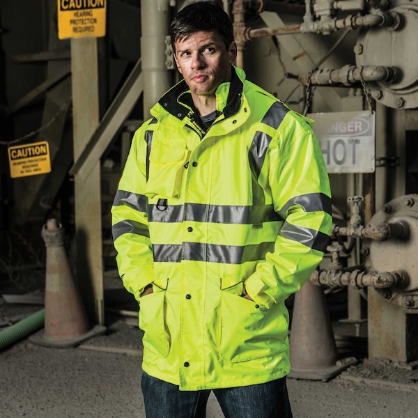 Game Workwear Hi-Vis 6-in-1 Jacket, 100% Polyester PU Coated Fabric, Hi Vis Lime, S 1350 - main