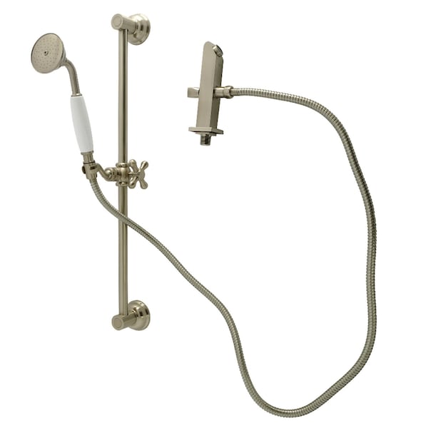 Kingston Brass Shower System with Slide/Grab Bar and Hand Shower, Brushed Nickel KCK3528W8 - main
