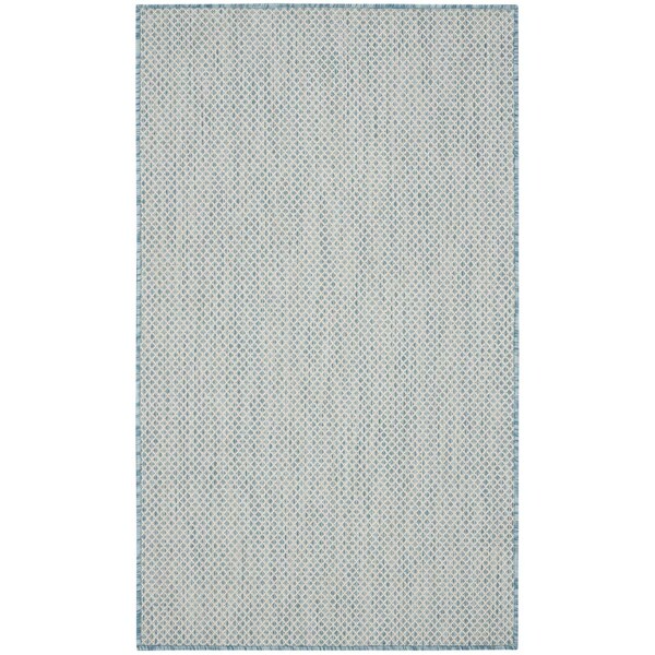 Homeroots 3' X 5' Aqua And Ivory Geometric Indoor Outdoor Area Rug 554726 - main