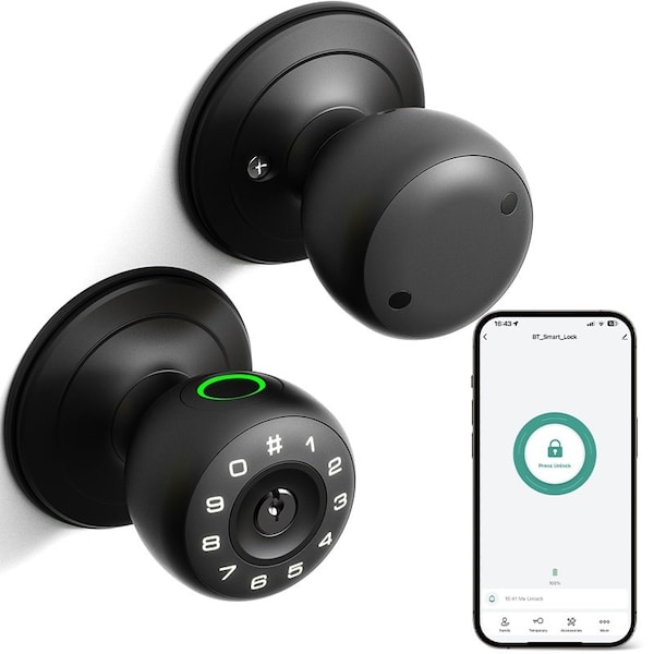 Wrightmaster 4 in 1 Corded Aluminum Smart Lock Deadbolt, Keyless Entry Door Lock with Fingerprint, APP in Black ZR-MQ01V101 - main