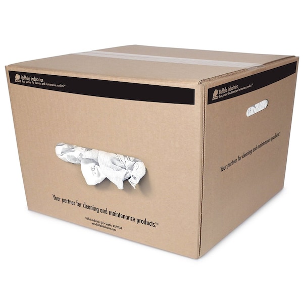 Shurtape 20 Lbs Buffalo 10518 White Recycled T-Shirt Wipers Cloth Rags, Boxed 242813 - main