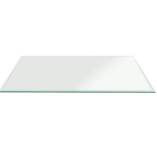 Fab Glass And Mirror Rectangle Glass, 3/8in Thick Beveled Tempered Radius Corners, 42in L x 72in W 42x72RECT10THBETE-T - main