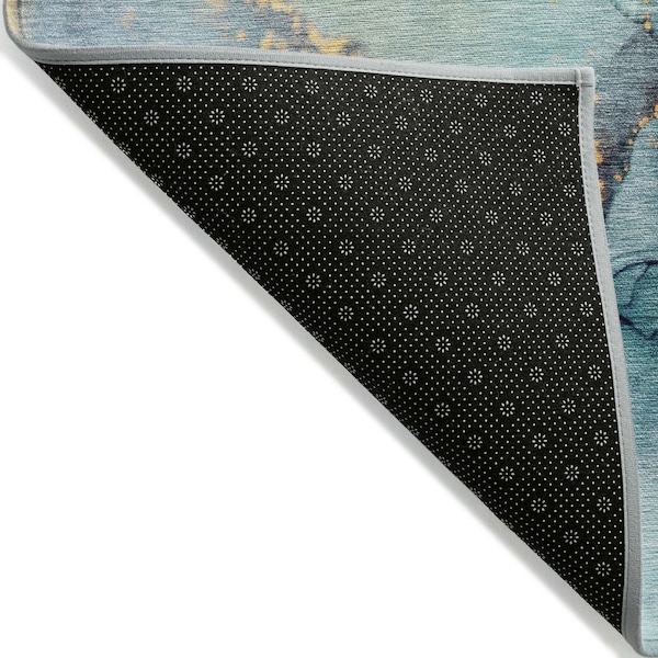 Homeroots 5' X 8' Teal Abstract Washable Non Skid Indoor Outdoor Area Rug 559716 - main