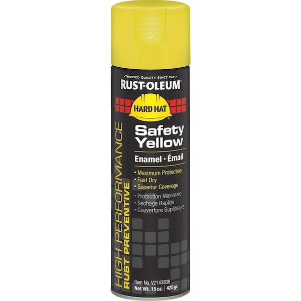 Rust-Oleum Rust Preventative Spray Paint, Safety Yellow, Gloss, Solvent, 15 oz V2143838 - main