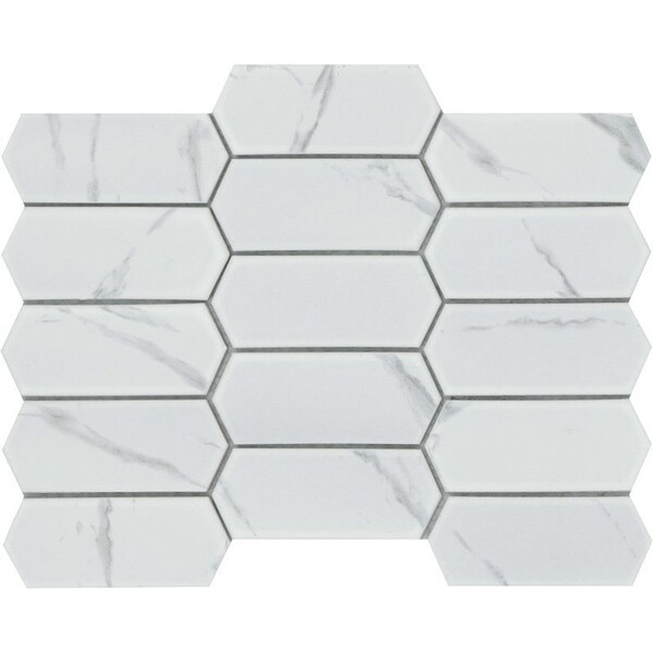 Emser Tile Elegan Series Porcelain Mosaic Tile, 14 in L Tile, 10 in W Tile, Pressed Edge, Calacata, 20PK W95ELEGCA1013MTKM - main