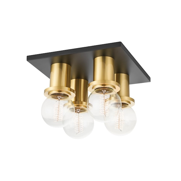 Mitzi Brandi 4 Light Flush Mount 8.825 In. Aged Brass/Soft Black H526504-AGB/SBK - main