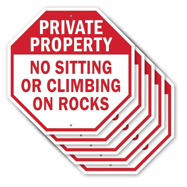 Signmission Private Property No Sitting or Clim, 10 inch X 10 inch, Aluminum Metal Signs, 5PK OC-A-5Pack-10-154 - main