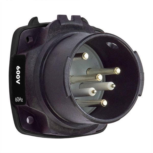 Meltric DXN30 INLET POLY BLACK SIZE 2 IP 66/67 3P+G 30 A 550 VAC 60 Hz +2 AUX SPARE POSITION 22-38143-972-S74 - main
