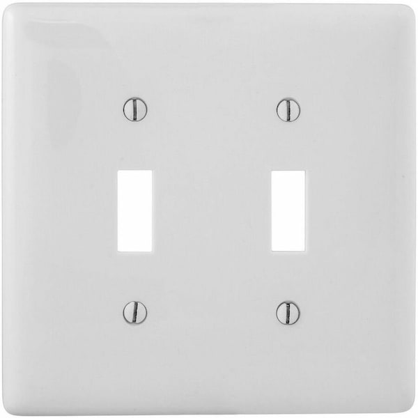 Hubbell Wiring Device-Kellems Wall Plate, Toggle, White, Nylon NPJJ2W - main