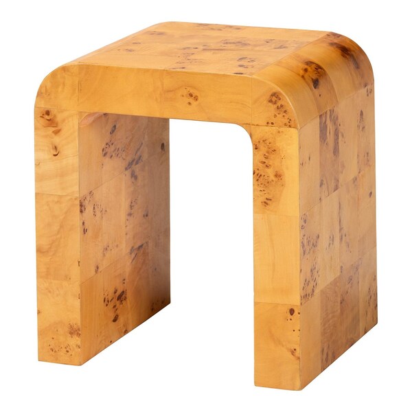 Bali & Pari Revelle Modern and Contemporary Natural Light Mappa Real Burl Wood End Table 249-13930-ZORO - main