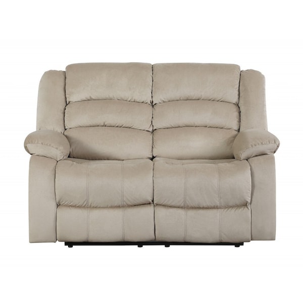 Homeroots 60in Beige Microfiber Manual Reclining Loveseat 329372 - main
