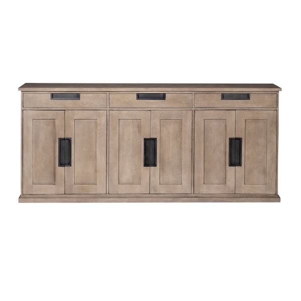 Homeroots 82in Brown Solid Wood Three Drawer Sideboard with Six Doors 380206 - main