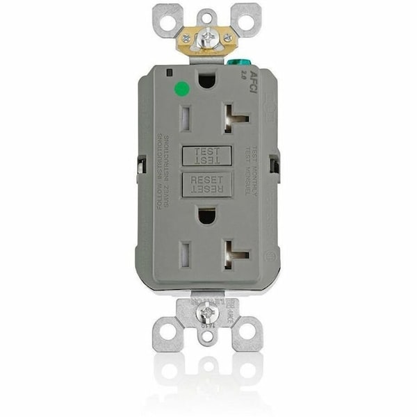 Leviton AFCI Receptacle 20A HG/TR Gray AFTR2-HGG - main