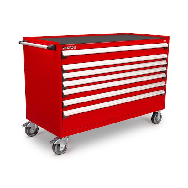 Tekton Rolling Tool Cabinet, 7 Drawer, Red, Steel, 60 in W x 27 in D x 41-1/2 in H OCL63200STM - main