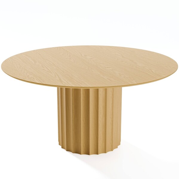 Homeroots 60" Brown Solid Wood Pedestal Base Round Top Dining Table 721004 - main