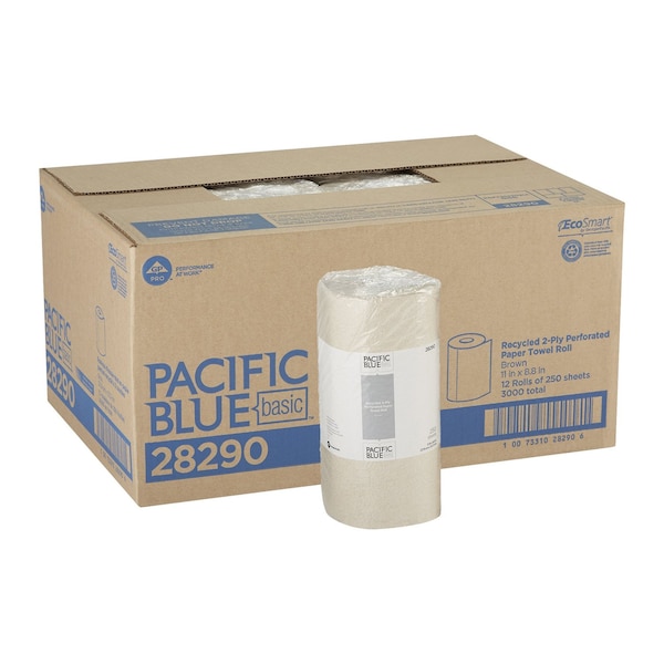 Georgia-Pacific Pacific Blue Select Perforated Roll Paper Towels, 2 Ply, 250 Sheets, 230 ft, Brown, 12 PK 28290 - main