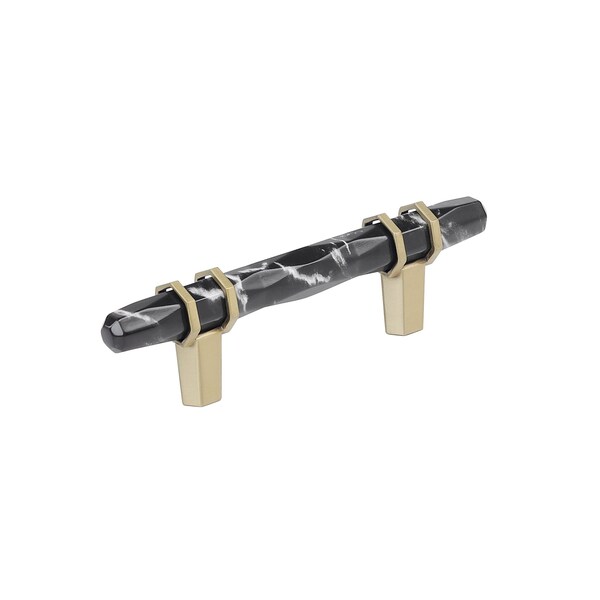 Amerock Carrione 3 inch 76mm Center-to-Center Marble Black/Golden Champagne Cabinet Pull BP36639MBKBBZ - main
