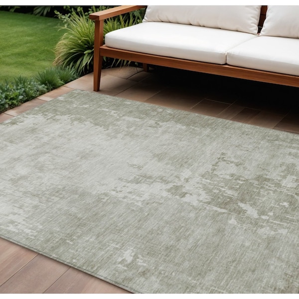 Homeroots 10' X 14' Linen Abstract Washable Indoor Outdoor Area Rug 608243 - main