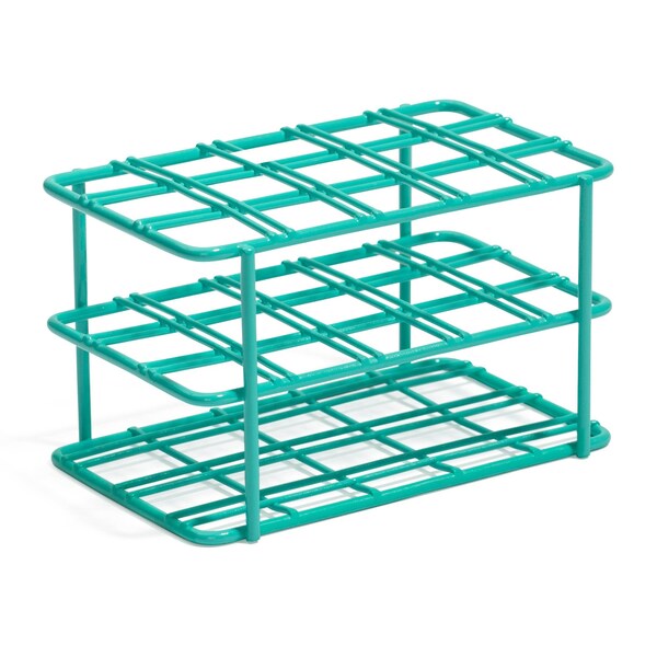 United Scientific Coated Wire Rack, 15 mL Centrifuge Tubes, 15 Place, Teal CWRCT02 - main