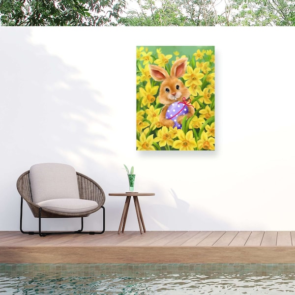 Trademark Fine Art Outdoor Canvas Art Jean Francois 'Easter Rabbit' Wall Art for Patios, or Gardens GRL01668-OC1419WR - main