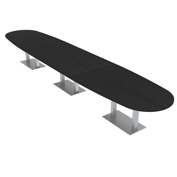 Skutchi Designs Boval Conference Table With Power Unit, 48 in W, 216 in L, Black HAR-BOVL-48X216-DOU-U999ST19-NA - main