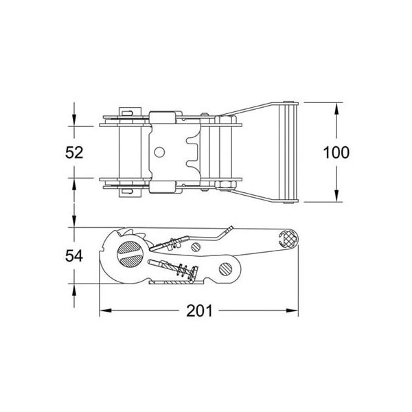 Doleco Ratchet Buckle 2" Short Handle, 3,666 lbs WLL Cargo Securement 58200008 - main