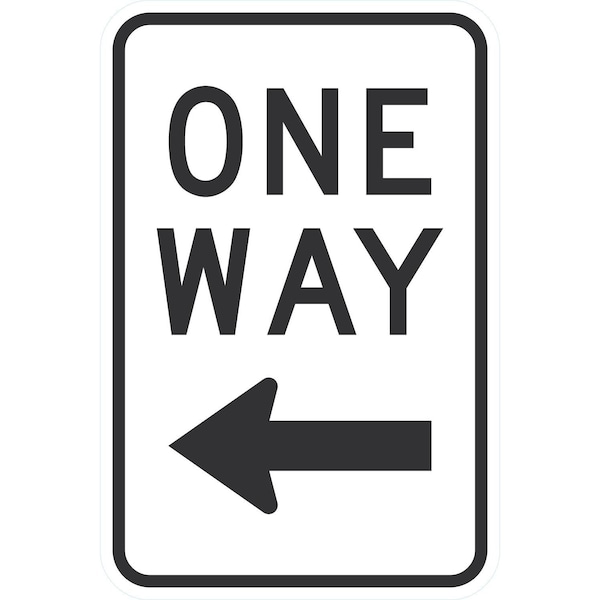 Lyle R6-2L, Oneway Left Arrow, 12x18, Engineer Grade, White G-3701-EG_12x18 - main