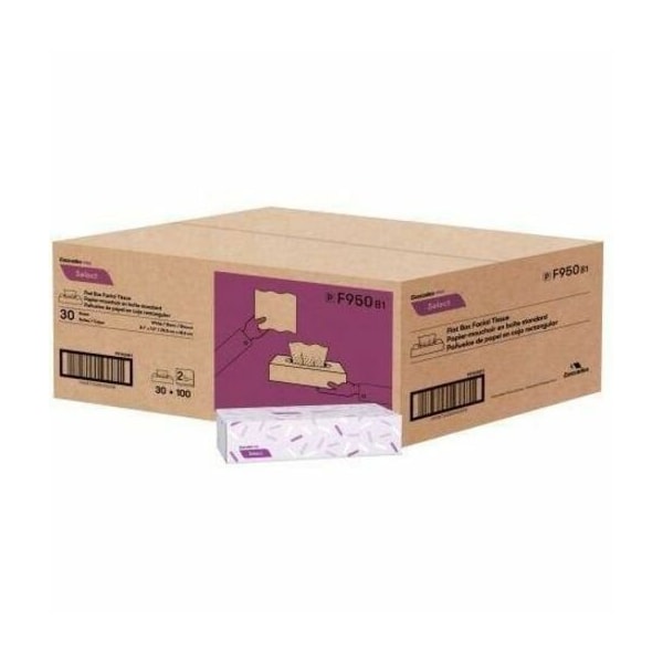 Cascades Pro Select 2 Ply Facial Tissues, 100 Sheets, 30 PK F950 - main