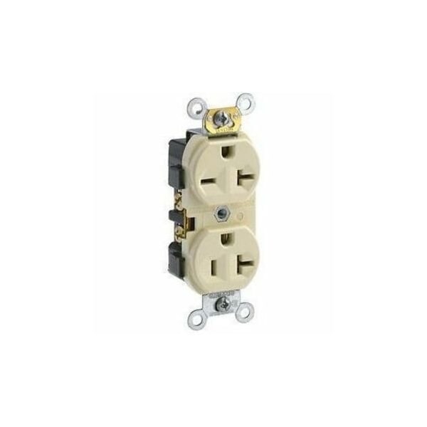 Leviton Plugs&Rcptcls, 20A, 125/250VAC, Ivory, Nylon 5842-I - main