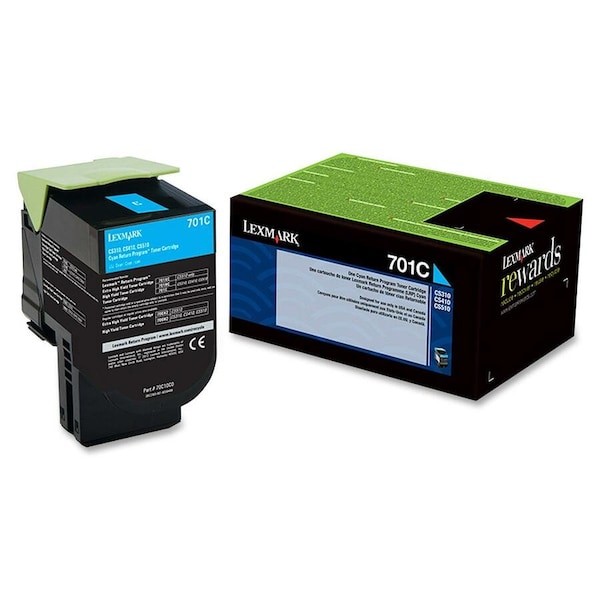 Lexmark 701C Cyan Toner Cartridge 1K YLD 70C10C0 - main