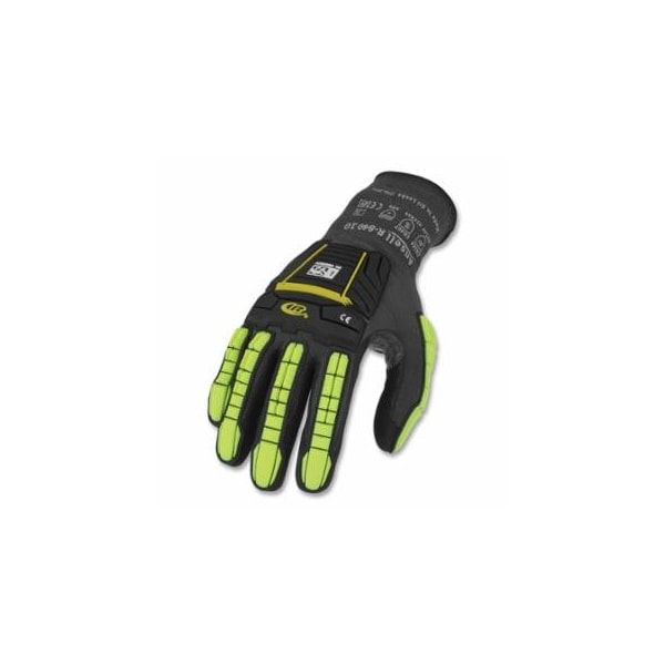Ringers Gloves R840 Light-Duty Palm Coated/TPR Impact Protection Gloves, Size6, Black/Green-Yellow, Vend Pack, 4PK 012-840VP-06 - main