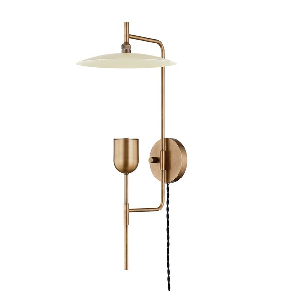 Troy Lighting Manti 1 Light Plug-In Sconce 9.75 In. Patina Brass And Soft Sand PTL1224-PBR/SSD - main