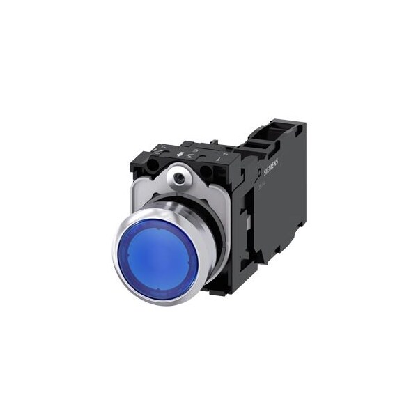 Siemens Illuminated pushbutton, 22 mm, round, metal, shiny, blue 3SU1152-0AB50-1FA0-ZY13 - main