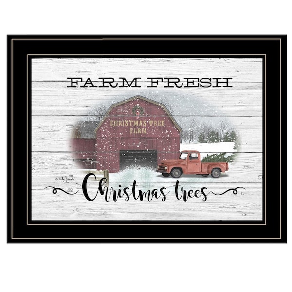 Homeroots Farm Fresh Christmas Trees 3 Black Framed Print Wall Art 406699 - main