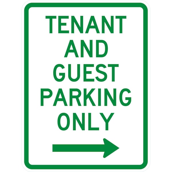 Lyle Tenant and Guest Parking Only with right arrow, 18x24, Non-Reflective, White G-10954-NA_18x24 - main