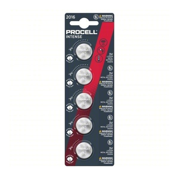Procell Intense Specialty Lithium Coin Battery, 3V, 5 Pack Tear Strip, 5PK CR2016 - main