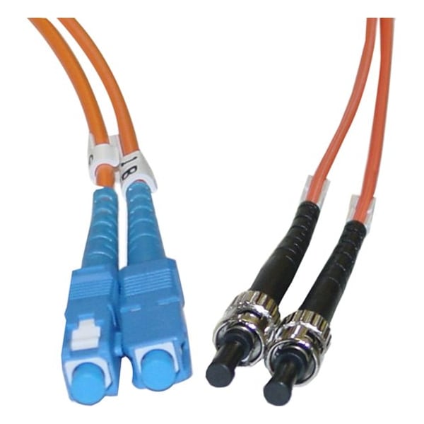 Cable Wholesale SC/UPC to ST/UPC OM1 Duplex 2.0mm Fiber Optic Patch Cord, OFNR, Multimode 62.5/125, Orange SCST-11105 - main
