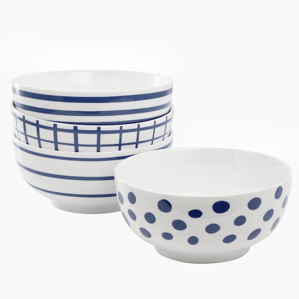 Gap Home 4 Piece 6 Inch Round Fine Ceramic Bowls Set in Assorted Blue 135023.04R - main
