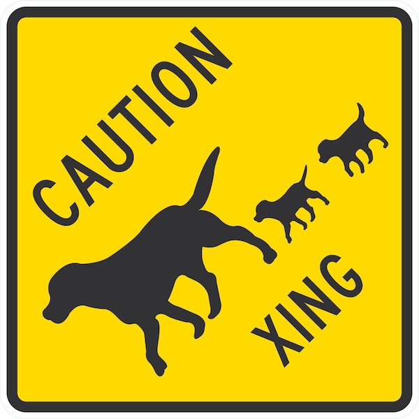 Lyle Caution Dog & Puppies Crossing (W/Graphic), 24x24, Engineer Grade, Yellow G-12913-EG_24x24 - main