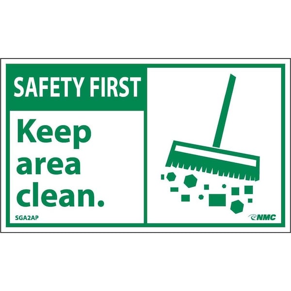 Nmc Safety First Keep Area Clean Label, Pk5 SGA2AP - main