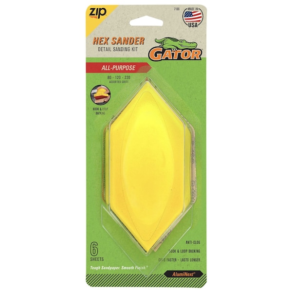 Gator Finishing AlumiNext Zip Hex Sander Detail Kit, Assorted Grit, 6PK 7186 - main