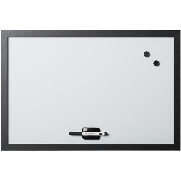 Mastervision Magnetic Dry Erase Board Set, Marker, Eraser, 2 Magnets, 18"x24", Black Frame MM040011619 - main