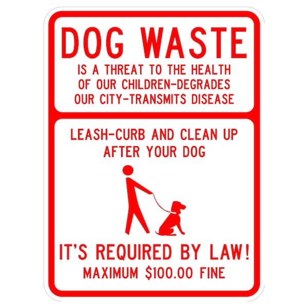 Sign Solutions Usa Dog Waste Maximum $100 Fine, 18 in W x Vertical Rectangle, Aluminum Sign DCS10DWT1824CUS00054 - main