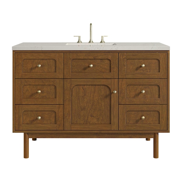 James Martin Vanities Laurent 48" Single Vanity, Honey Oak w/ 3 CM Siberian Silestone Top 545-V48-HNO-3SFR - main