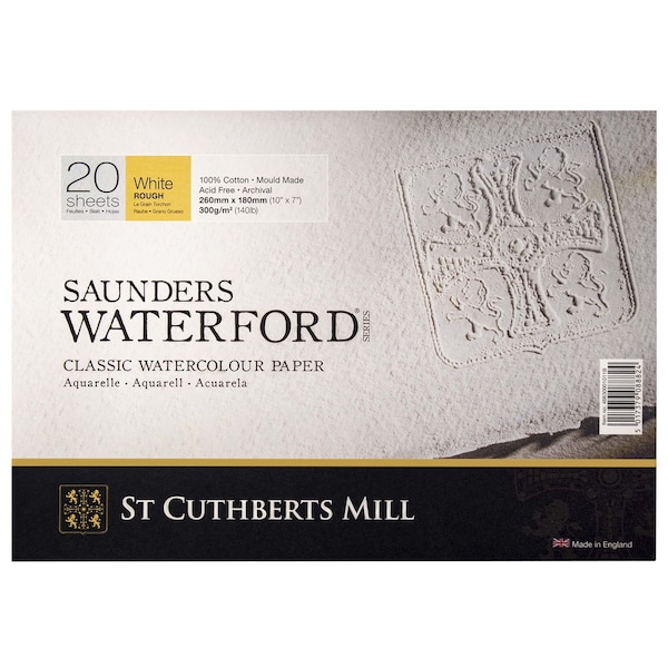 St Cuthberts Saunders Waterford Watercolor Block, Rough, White, 140lb/300gsm, 20 Sheet, 10x7 inch T46630001011B - main