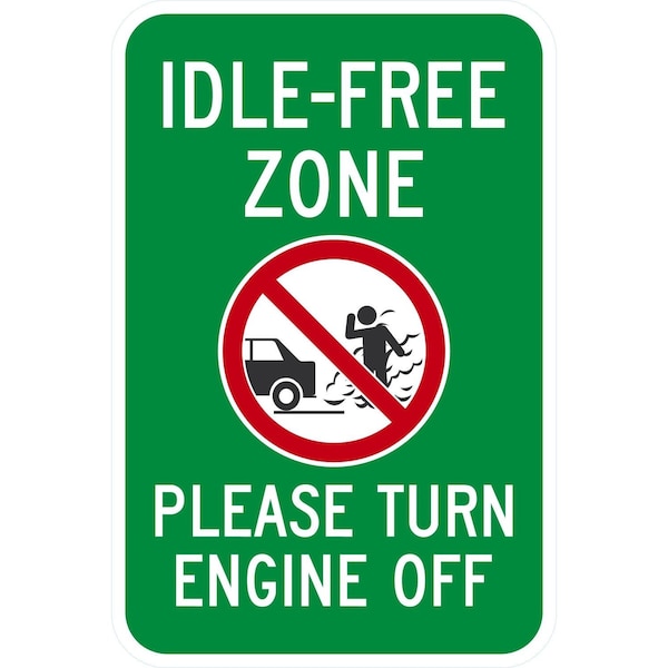 Lyle Idle-Free Zone Please Turn Engine Off with Graphic, 12x18, Engineer Grade, White G-3349-EG_12x18 - main