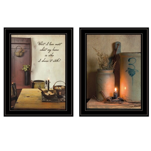 Homeroots Set Of Two What I Love Most 2 Black Framed Print Wall Art, 2PK 405993 - main