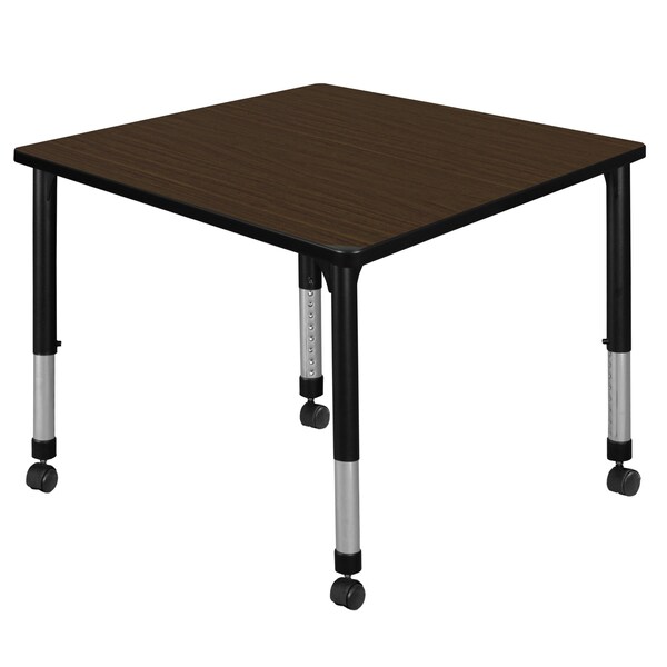 Regency Square Kee Height Adjustable Mobile Classroom Activity Table, 42 in W, 42 in L, Neo Walnut TB4242NWAPCBK - main