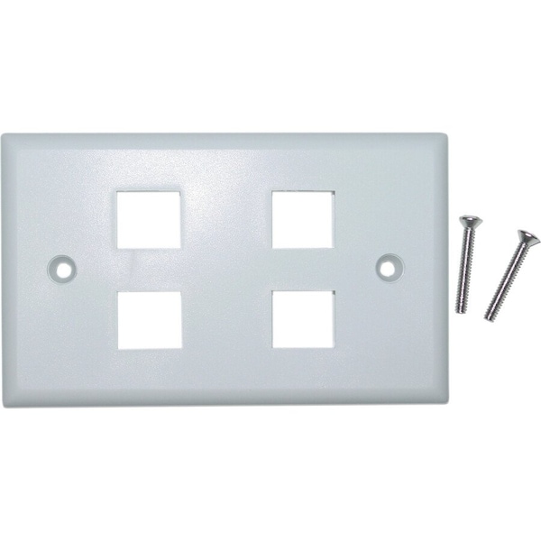 Cable Wholesale 4 Port Keystone Wall Plate - White 301-4K-W - main