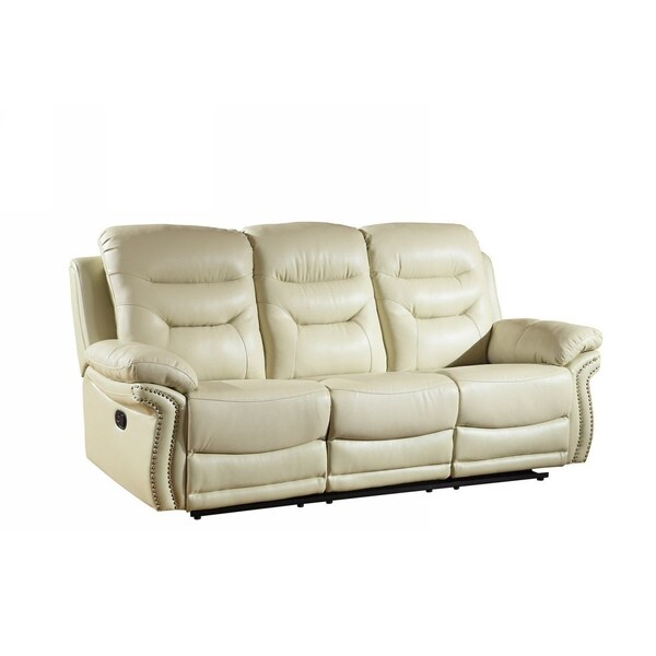 Homeroots 90" Beige Faux Leather Sofa With Black Legs 329420 - main